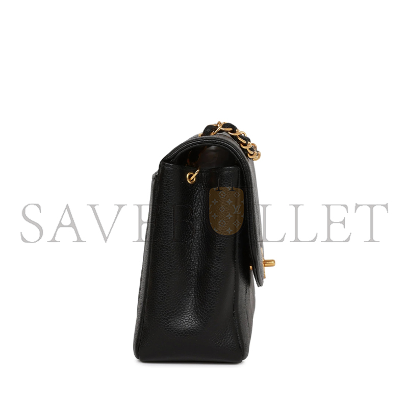 Ch*el medium diana flap bag black caviar gold hardware a2221 (22.5*14*7cm)